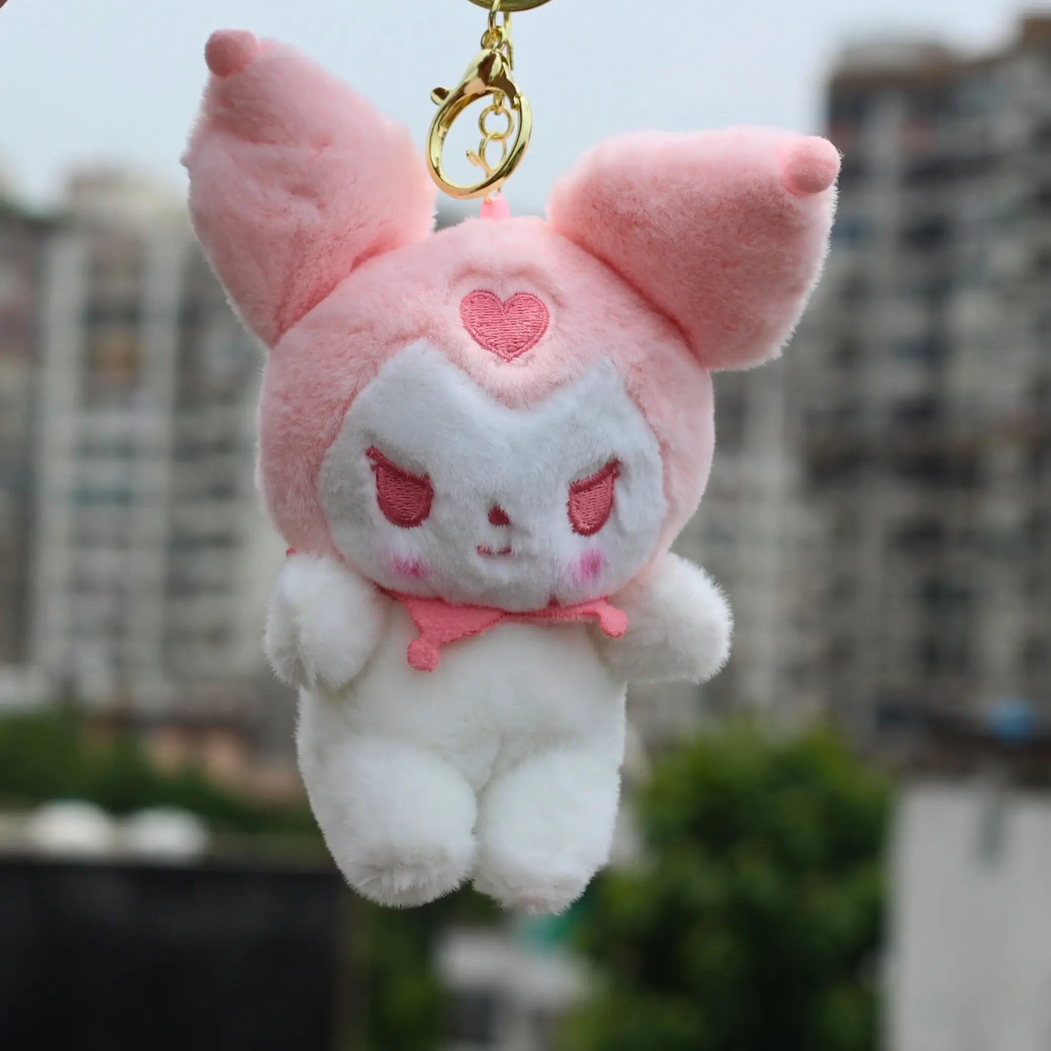 Sanrio Kuromi Pink Plushie Keychain Front Image