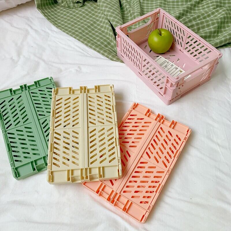 Aesthetic Pastel Storage Crates Stackable and Foldable Image