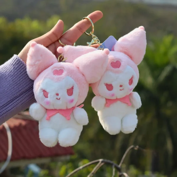 Kuromi Plushie Keychains Pink Front Picture