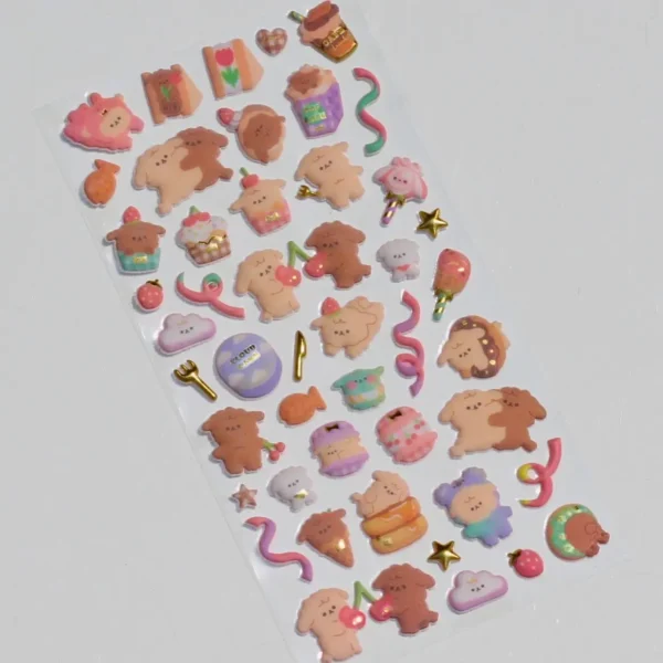 Mofu Mofu Fuffy Kawaii Puppy Sticker Sheet Close Overview Image