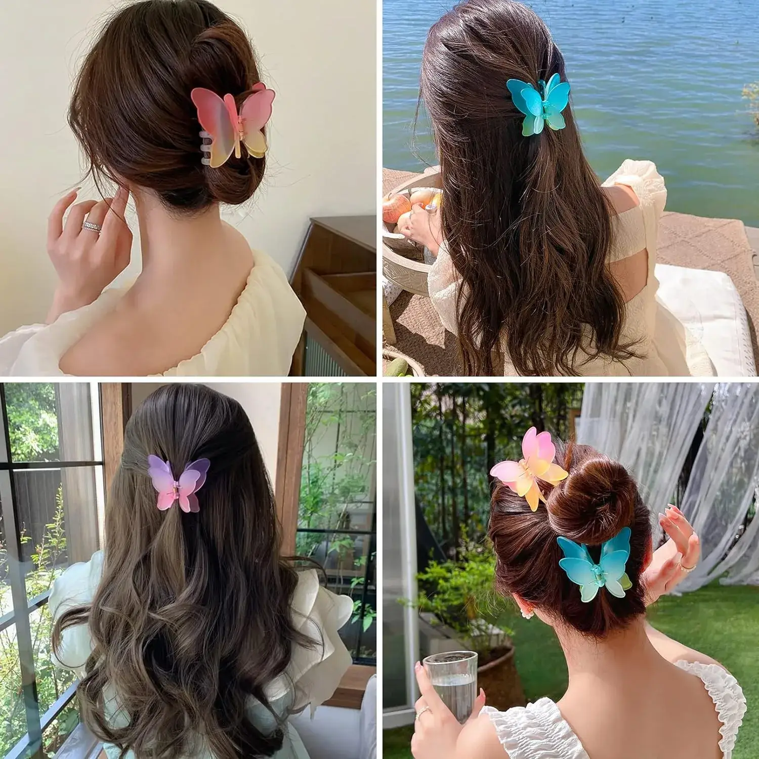 Ombre Butterfly Hair Claw Try on Overview Front Image