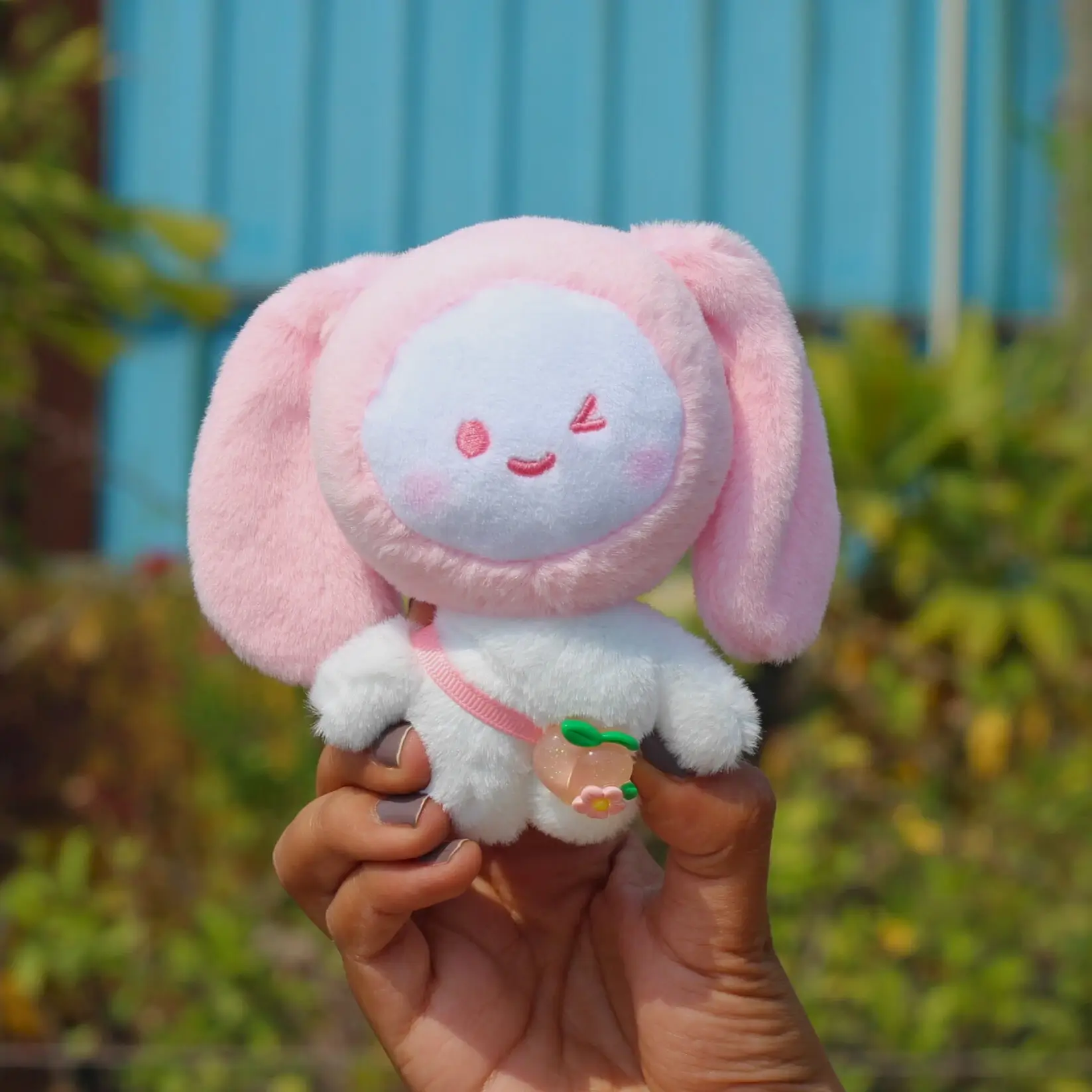 Peach Bunny Kawaii Plush Toy Front Image