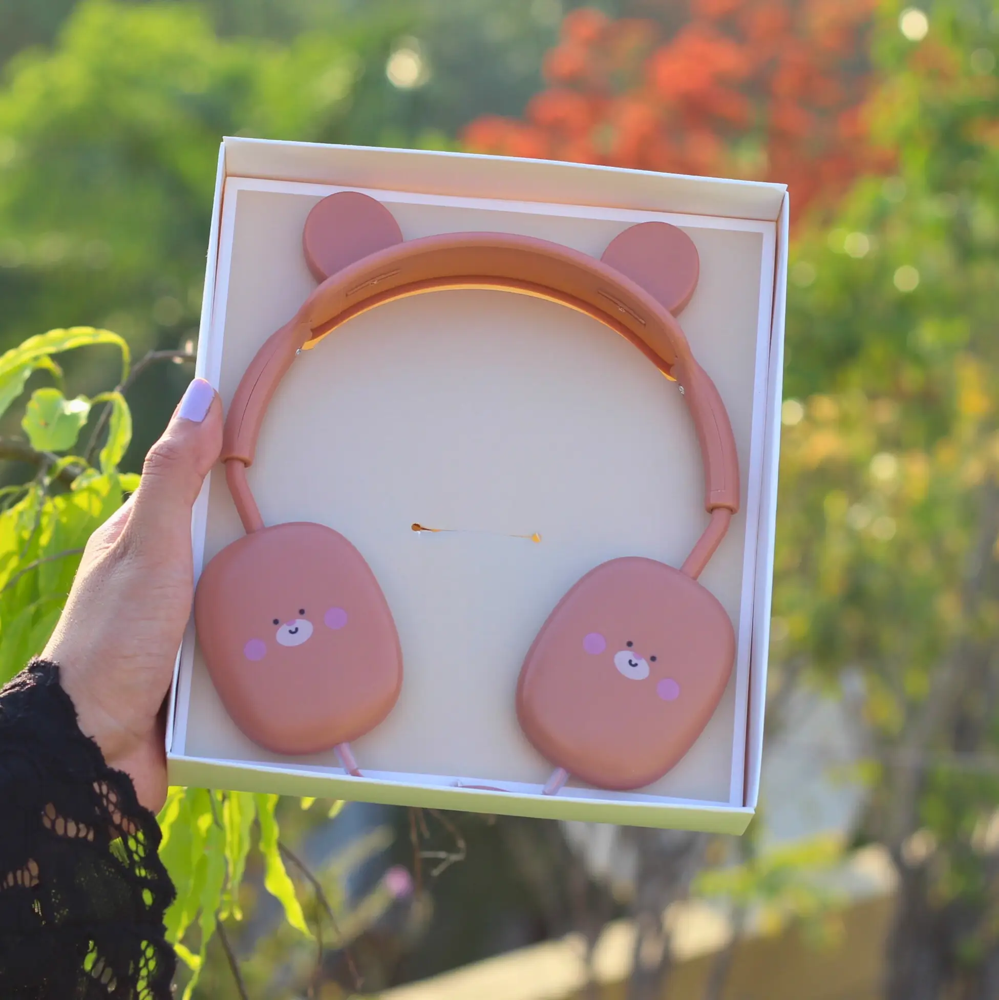 Cute Animal Theme Bear Headphone Front Image