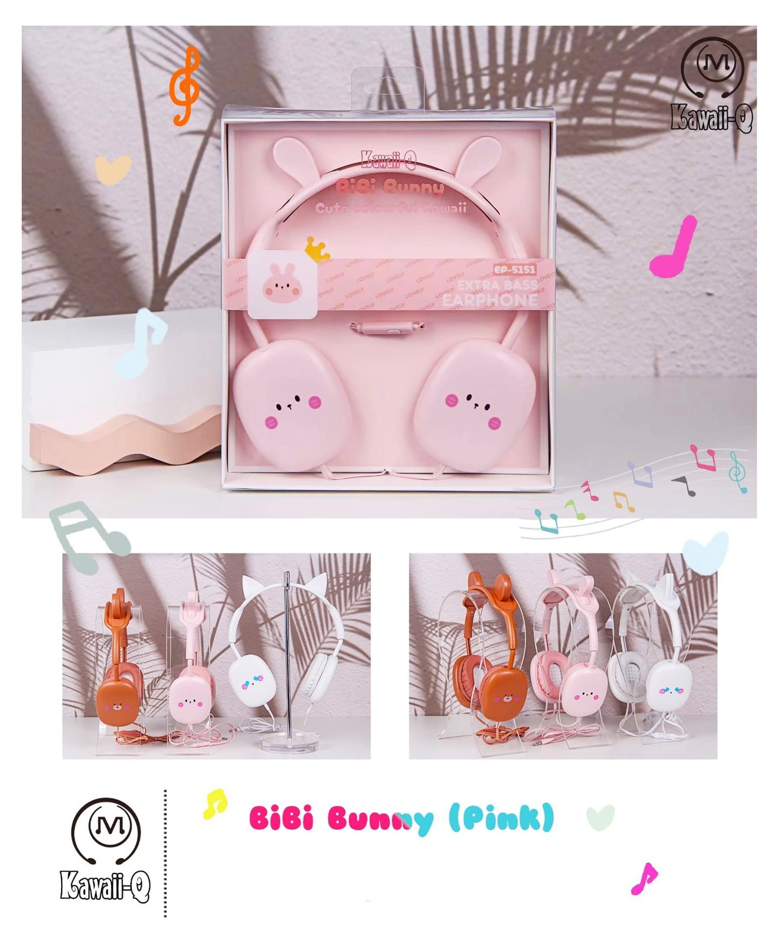 Cute Animal Theme Kawaii Headphones Overview Image