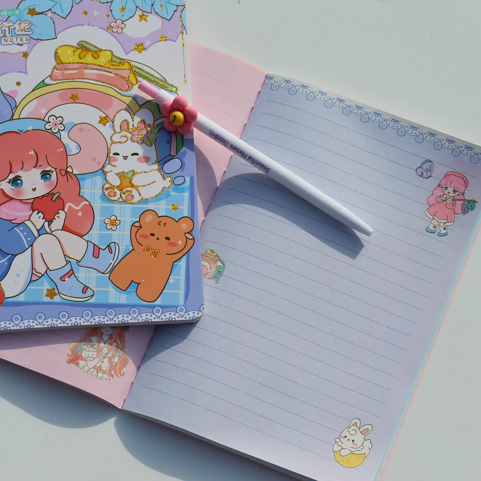 Cute Kawaii Girl Notebook Overview Image