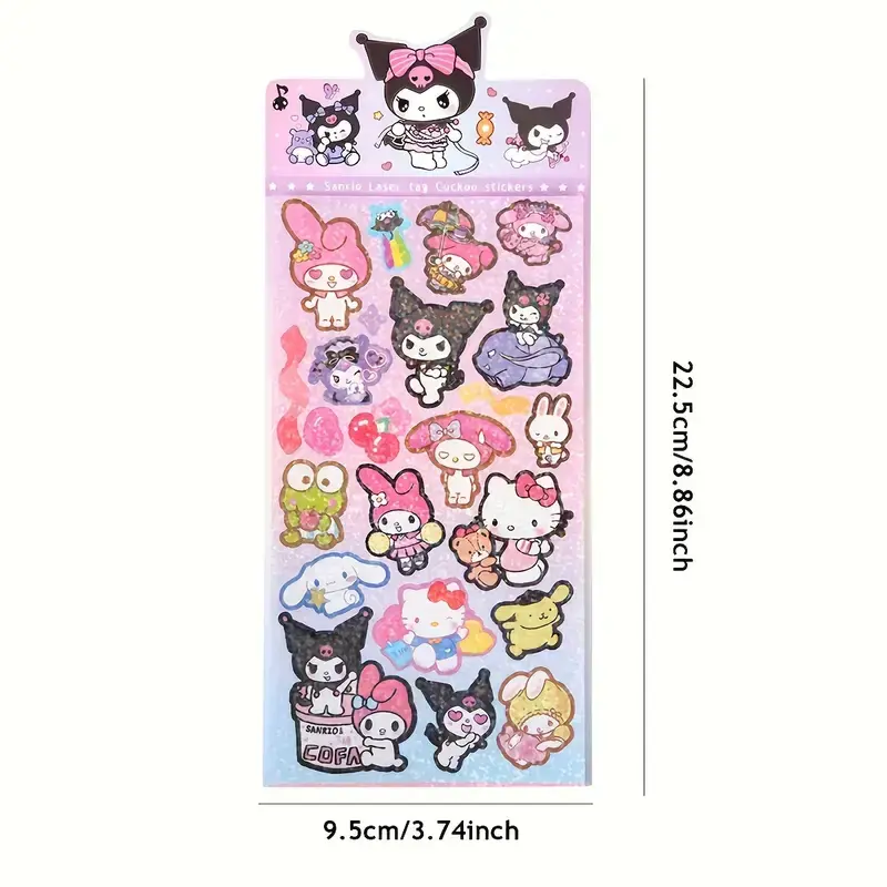 Sanrio Deco Sticker Sheet Measurement Image