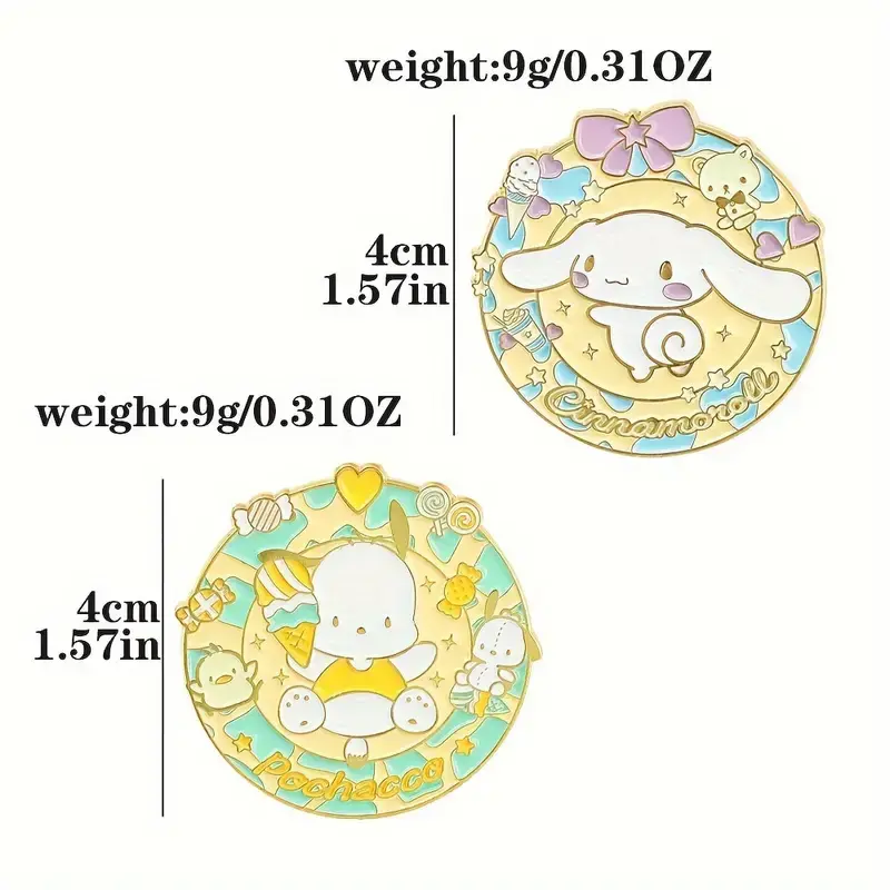 Sanrio Enamel Pins Measurements Overview Image