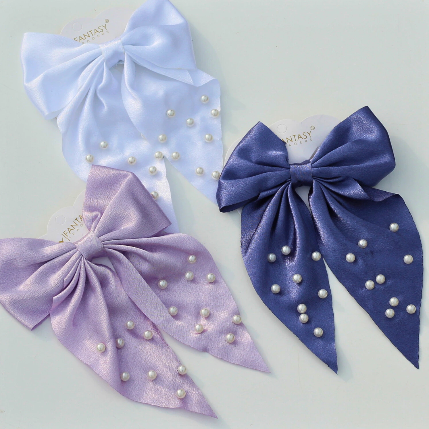 Pearl Bow Hair Clips Front Image