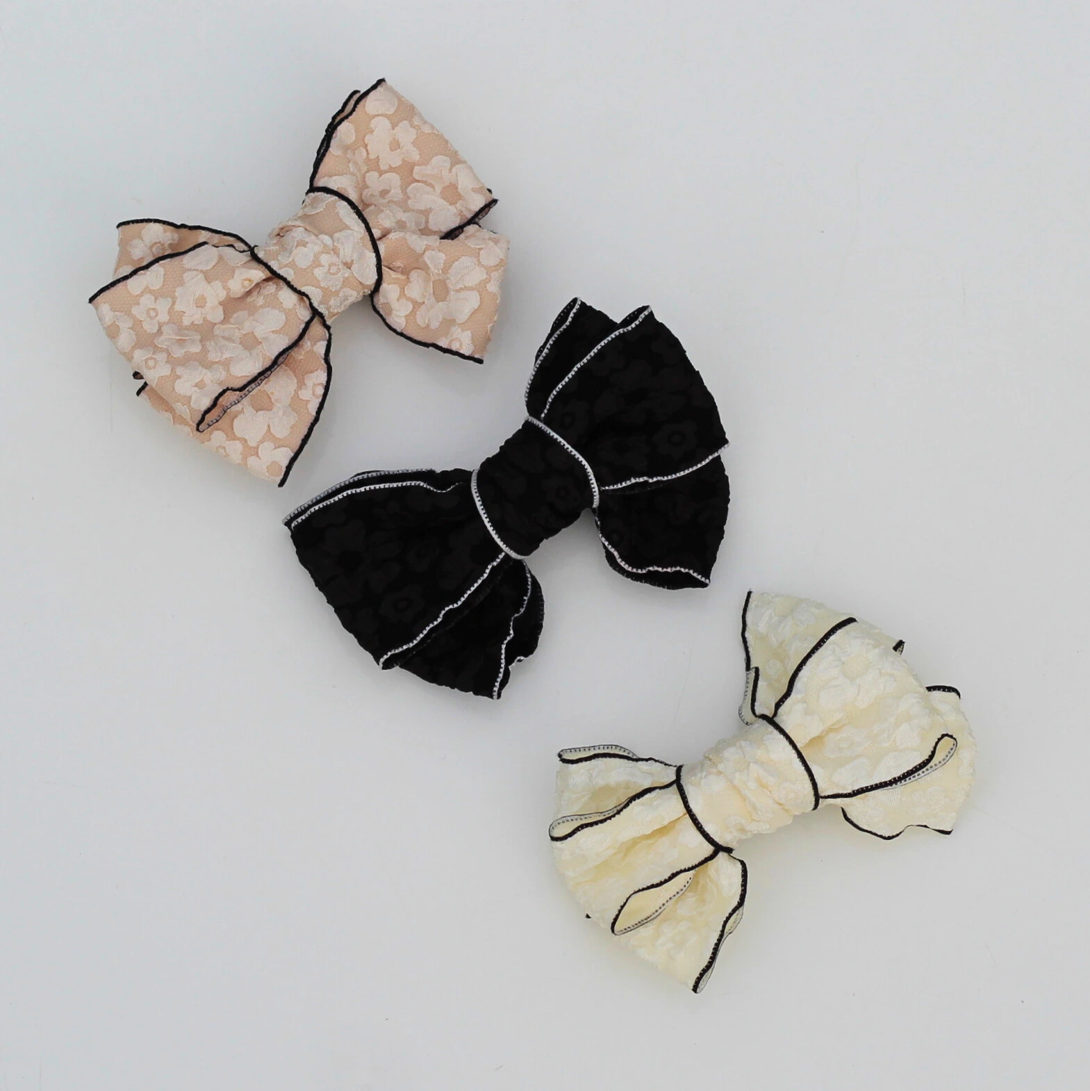 Floral Bow Hair Clips Front Image