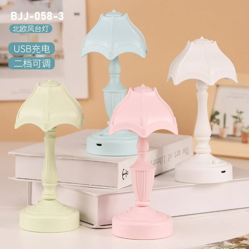 Retro Umbrella Shaped Night Light Blue Front Image