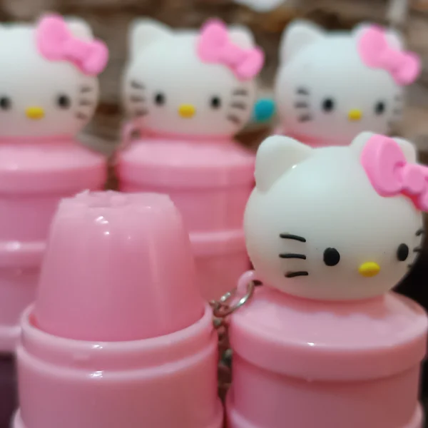 Hello Kitty Lip Balm Keychains Close Overview Image