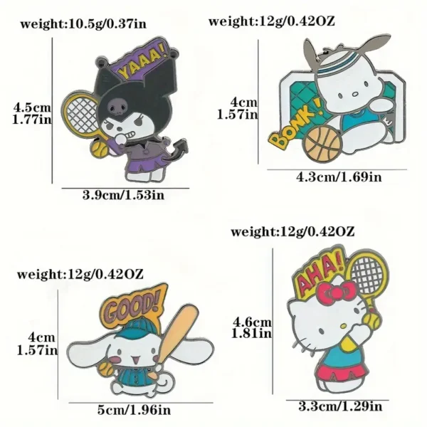 Sanrio Baseball Enamel Pins Measurements Image