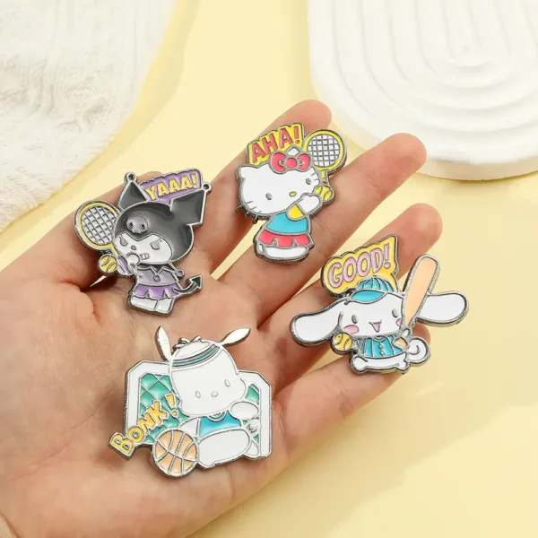 Sanrio Baseball Enamel Pins in Hand Overview Image