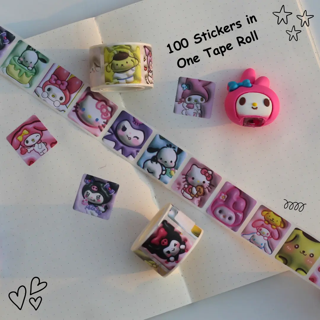 Sanrio 3D Stickers Tape Roll Overview Image