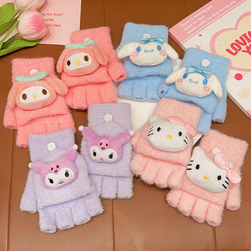 Cute Sanrio Fingerless Gloves Front Image