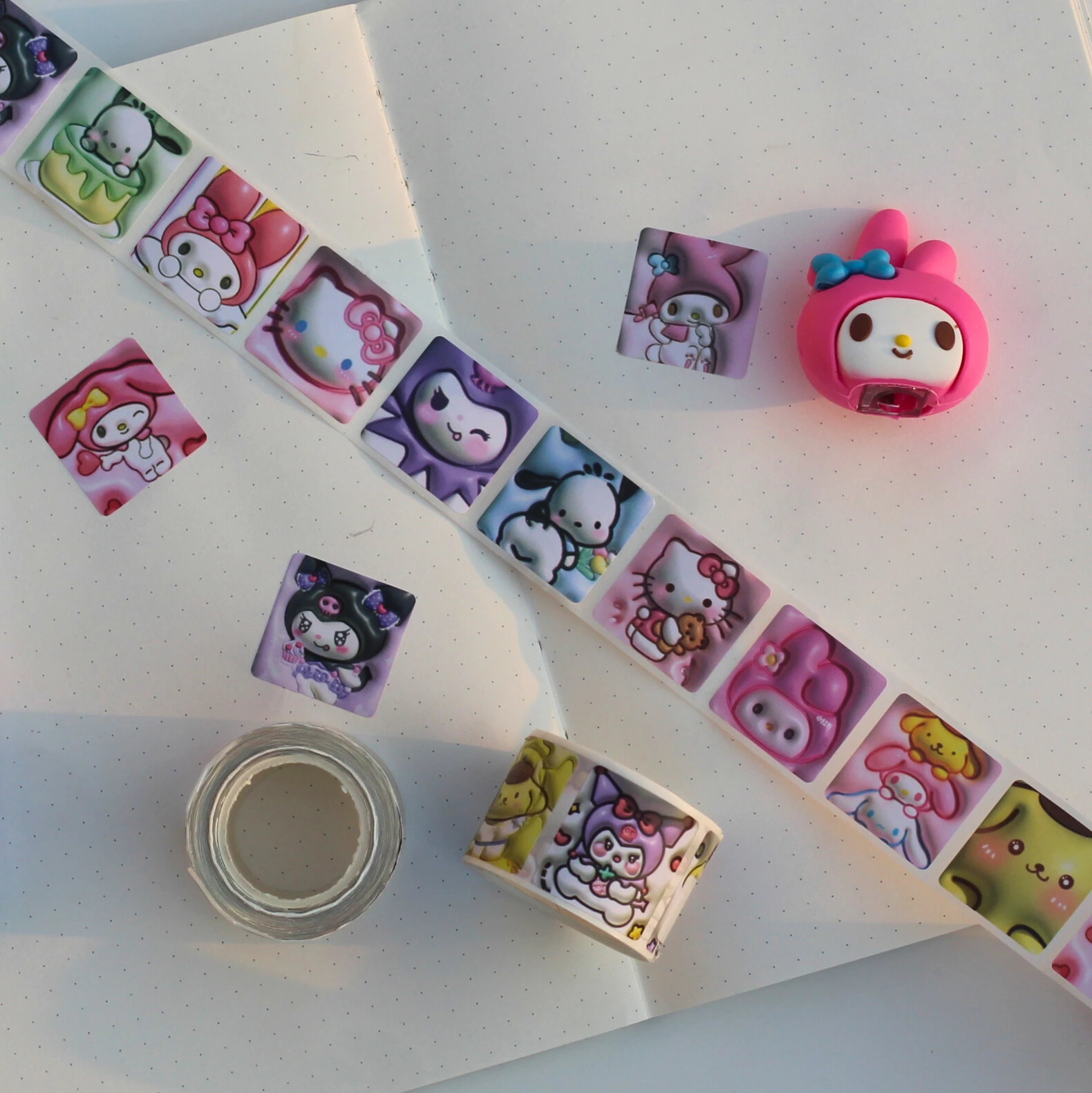 Sanrio 3D Stickers Tape Roll Closer Overview Image