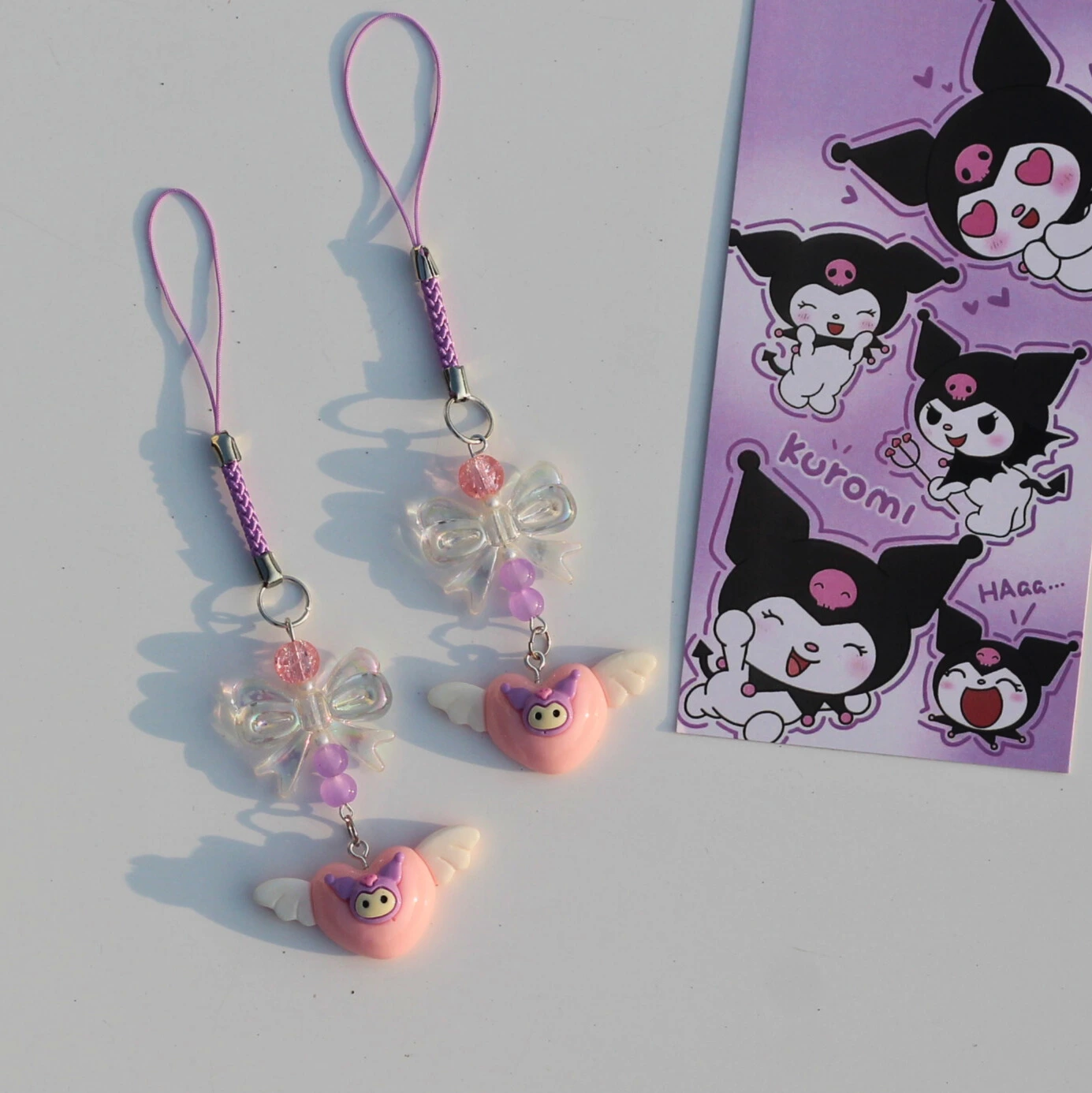 Kuromi Heart Angel Phone Charm Front Image