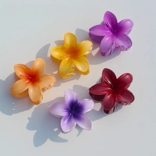 Glossy Flower Hair Claw Close up Overview Image