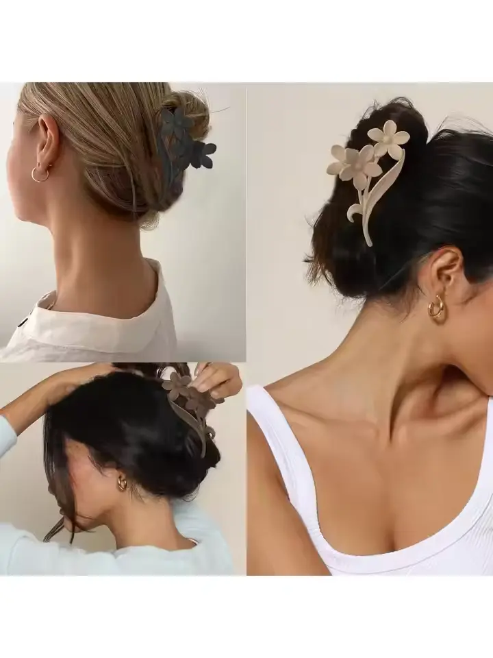 Pinteresty Flower Stem Hair Claw Try On Overview Image