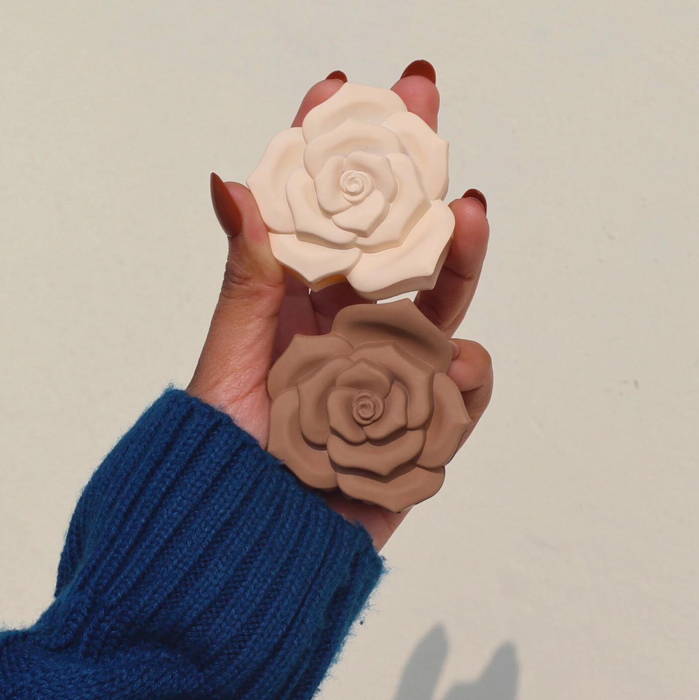 Korean 3D Rose Flower Hair Claw in Hand Overview Image