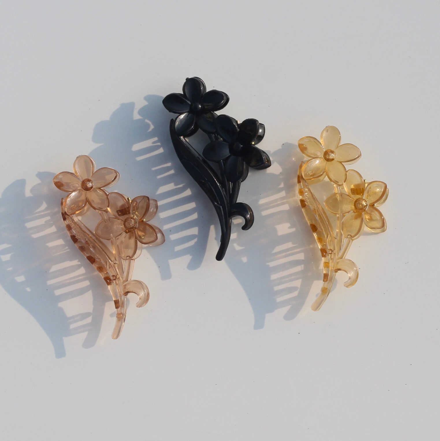 Transparent Flower Stem Hair Claws -3
