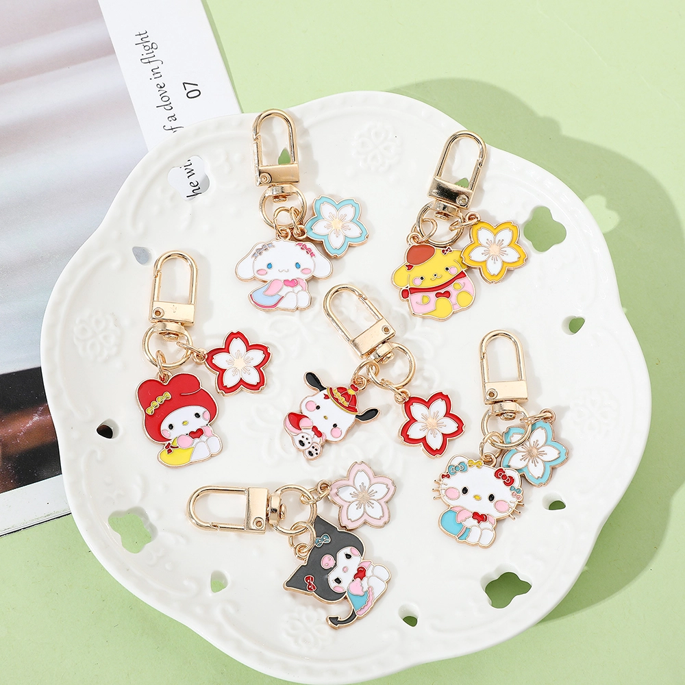 Sanrio Sakura Themed Enamel Charms in Plate Overview Image