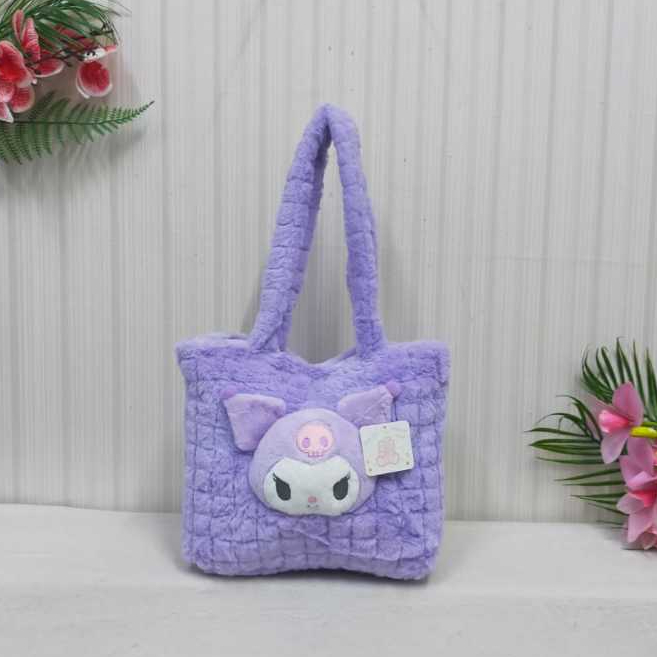 Kuromi Purple Plush Tote Bag