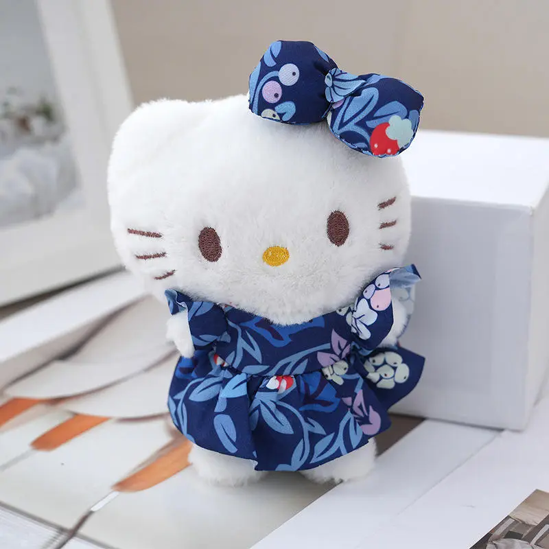 Hello Kitty Frock Plush Keychain Floral Blue Variation Picture