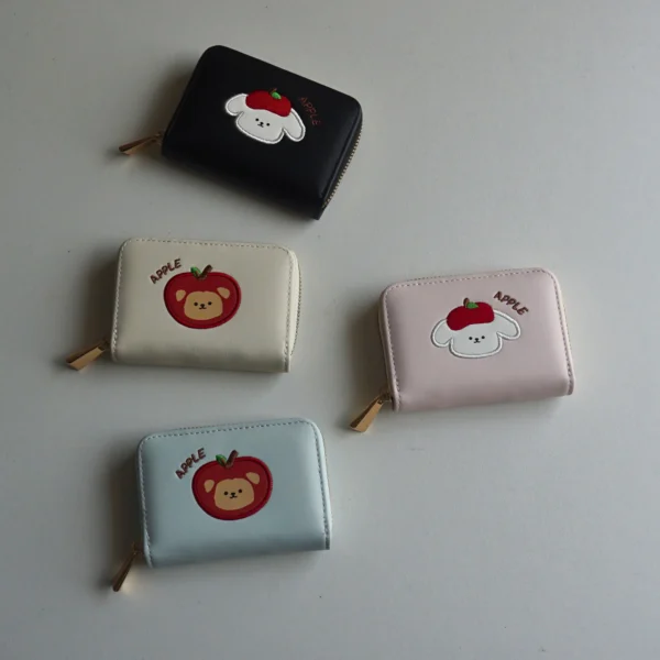 Apple Theme Bunny & Bear Kawaii Card Wallet -2
