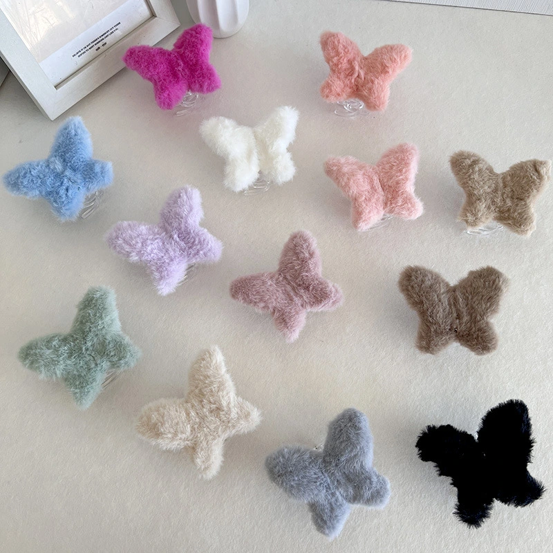 Fluffy Butterfly Fur Claw Clips -1