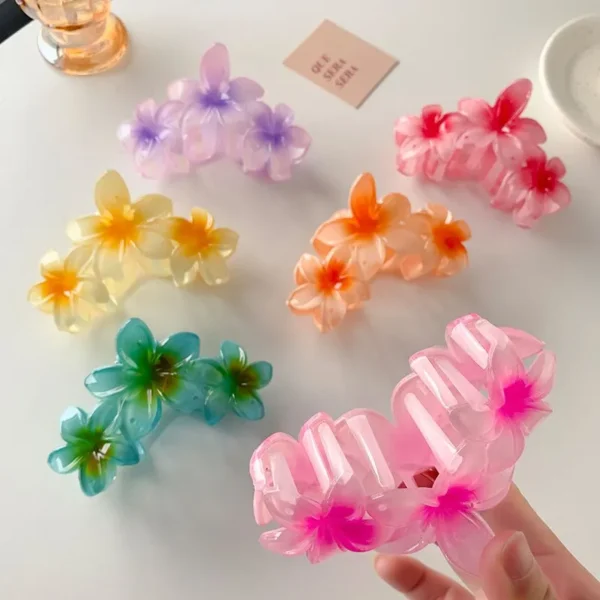 Pinteresty Triple Flower Hair Claw Clips -13