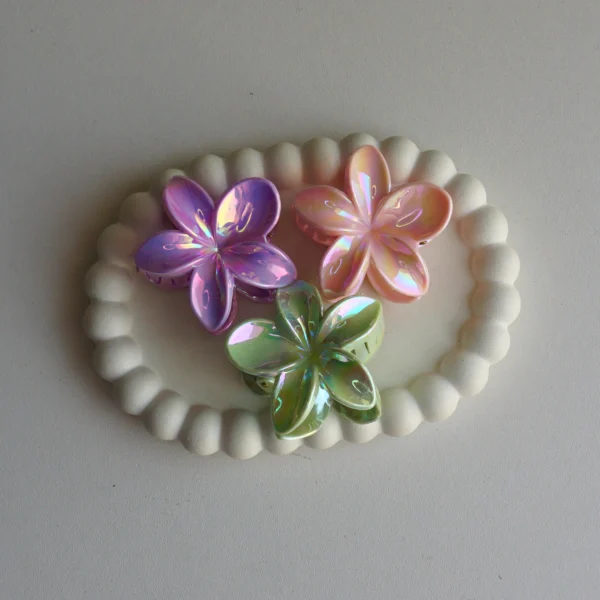 Shiny Pastel Flower Hair Claws -9