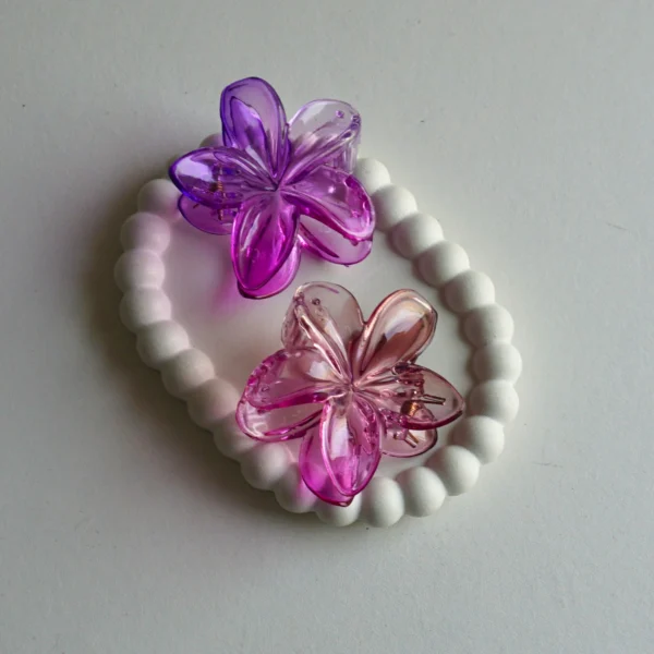 Aesthetic Transparent Gradient Effect Flower Claws -5