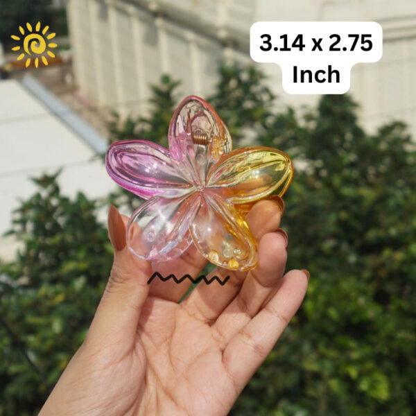 Aesthetic Transparent Gradient Effect Flower Claws -9