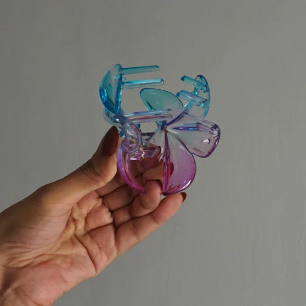 Aesthetic Transparent Gradient Effect Flower Claws -7