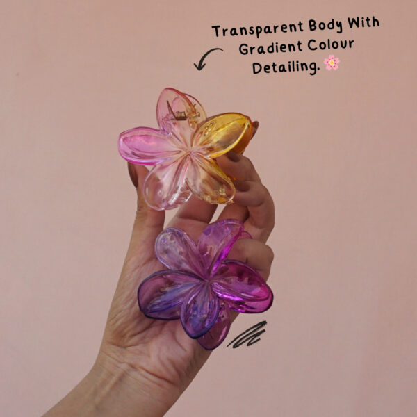 Aesthetic Transparent Gradient Effect Flower Claws -11
