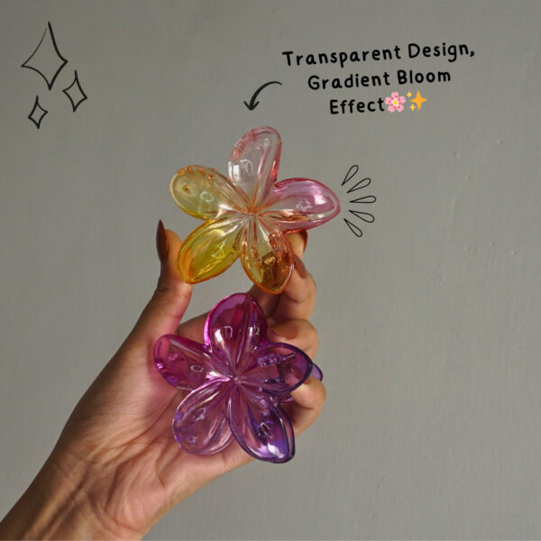 Aesthetic Transparent Gradient Effect Flower Claws -12