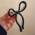 Elegant Glossy Big Bow Hair Claws -5