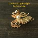 Golden Metal Pearl Bow Hair Claw Clip -6