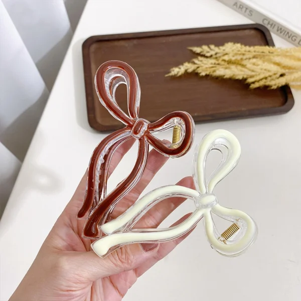 Elegant Glossy Big Bow Hair Claws -11