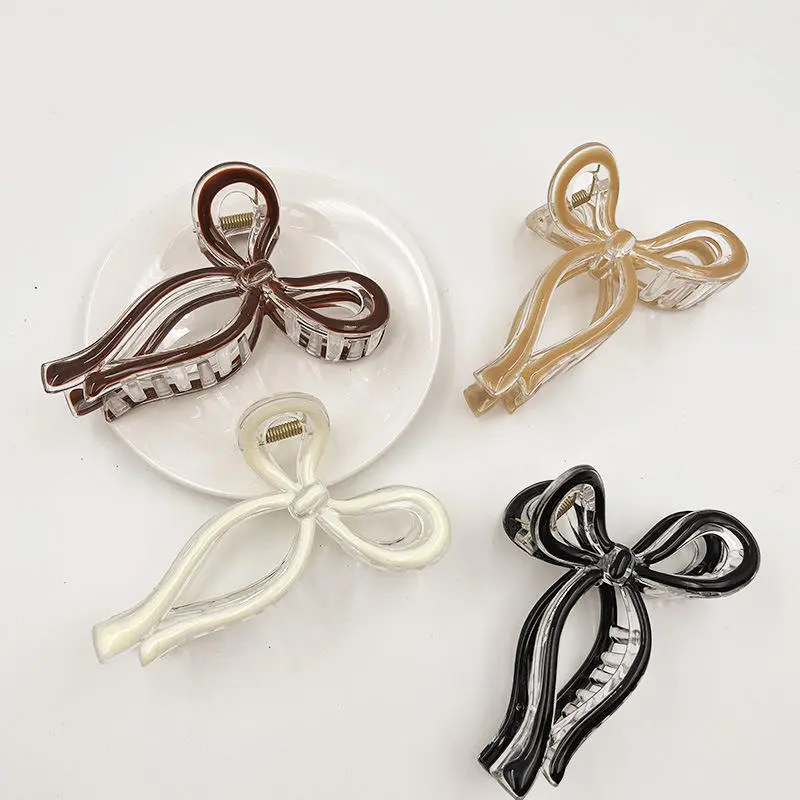 Elegant Glossy Big Bow Hair Claws -1