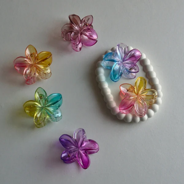 Aesthetic Transparent Gradient Effect Flower Claws -3