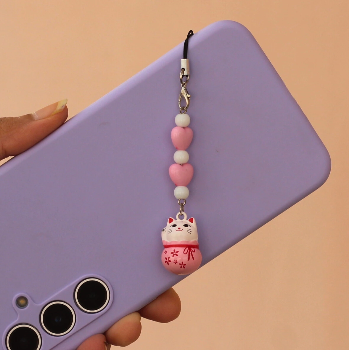 Japanese Lucky Cat Ringing Bell Phone Charm - 8