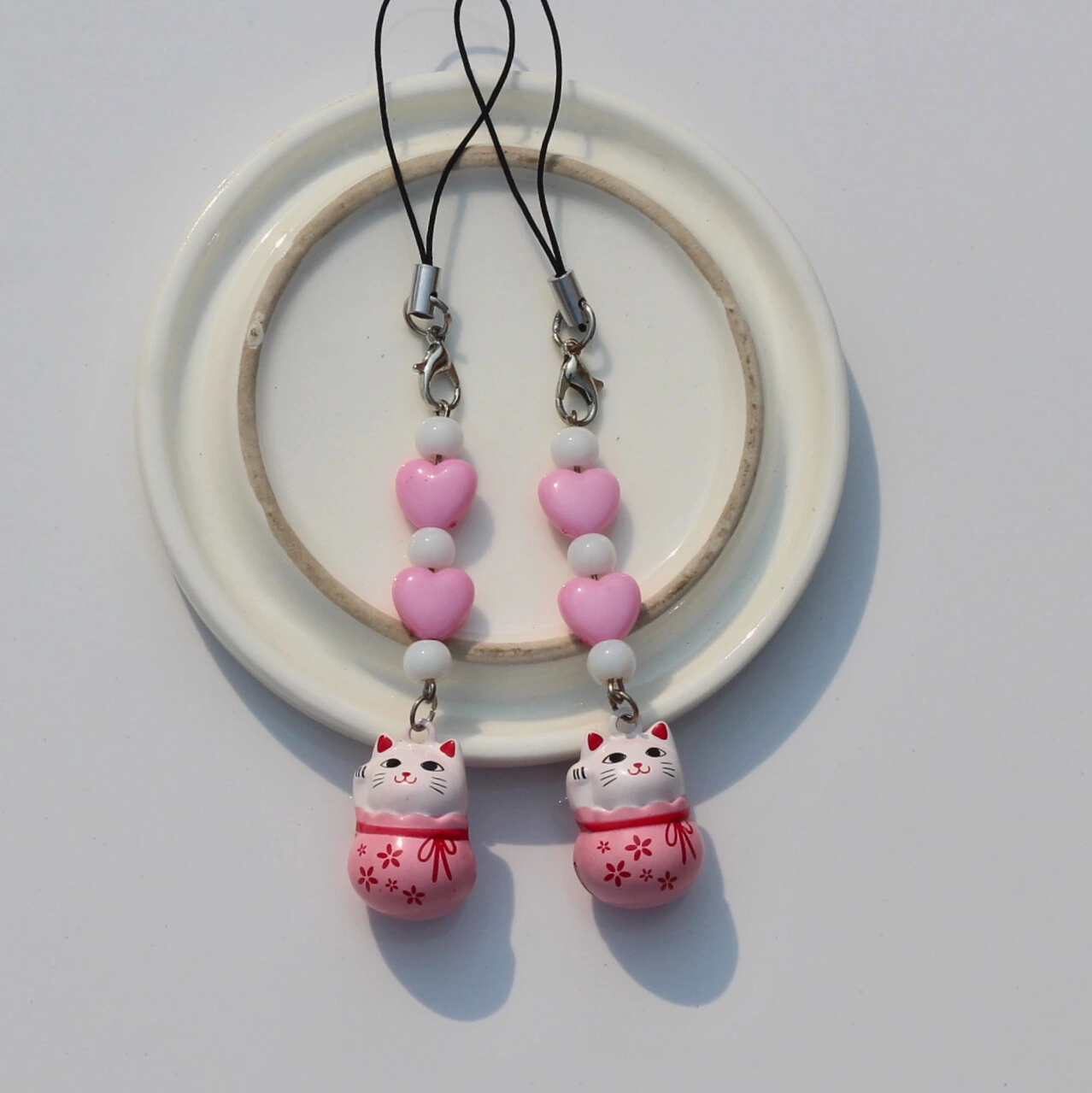 Japanese Lucky Cat Ringing Bell Phone Charm - 11