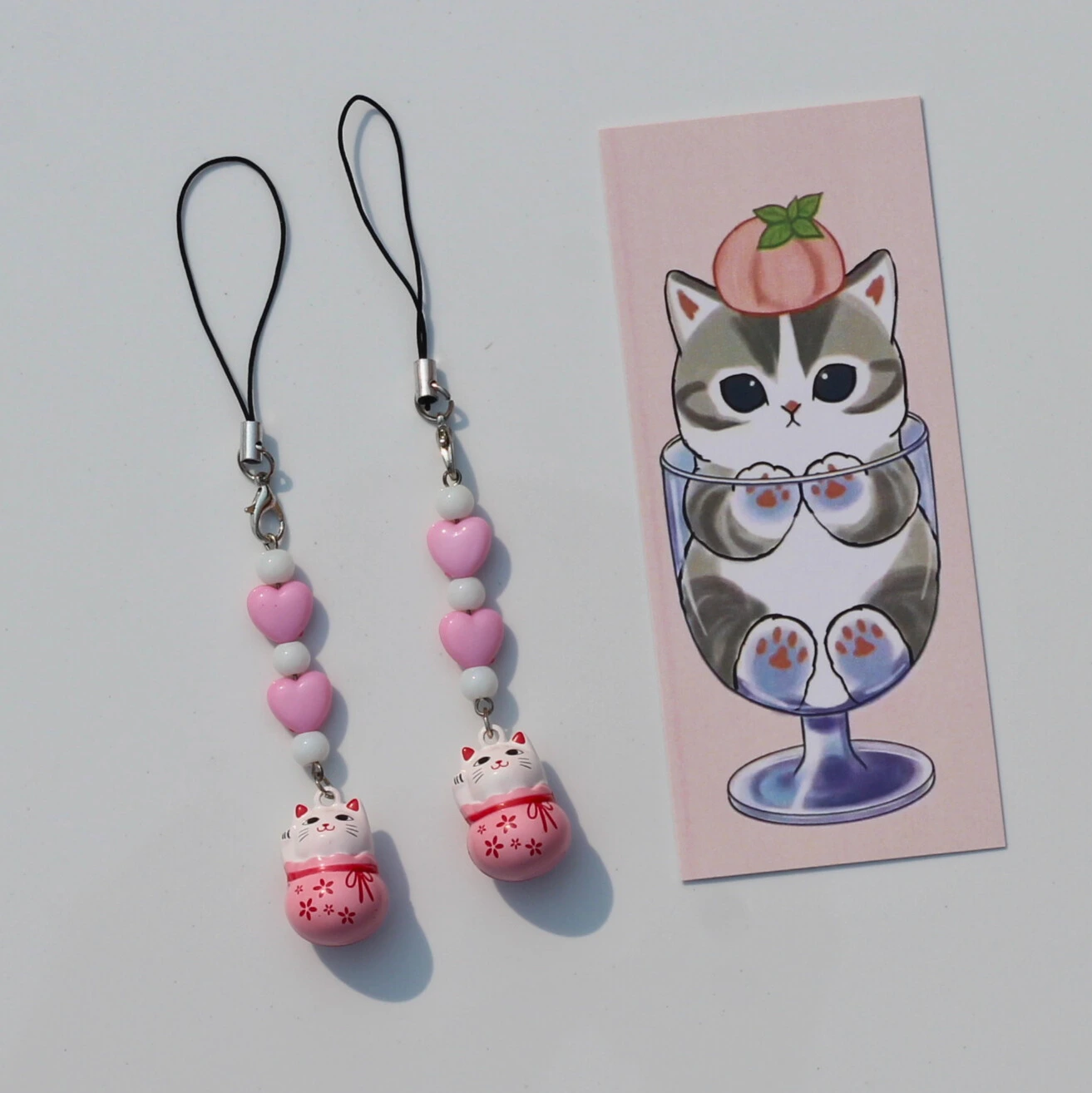 Japanese Lucky Cat Ringing Bell Phone Charm - 14