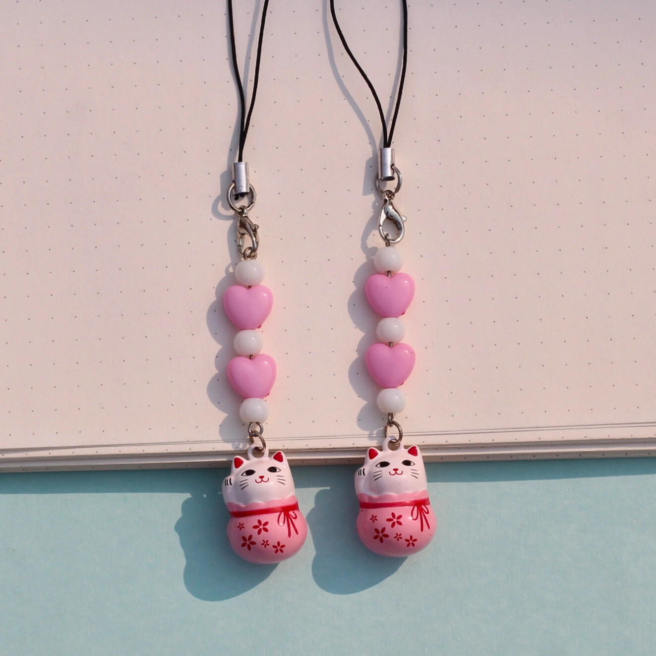 Japanese Lucky Cat Ringing Bell Phone Charm - 2