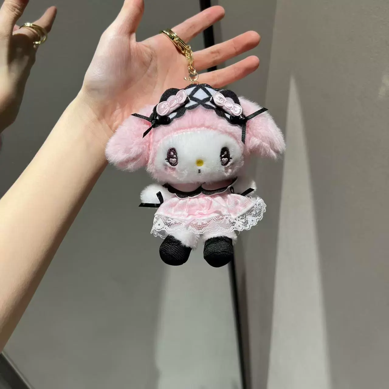 Cute Sanrio Gothic Series Plush Keychains -4