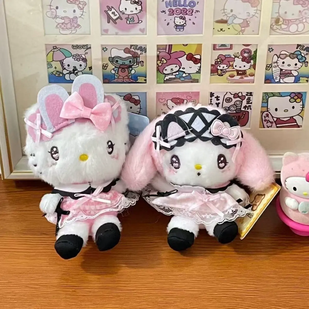 Cute Sanrio Gothic Series Plush Keychains -7