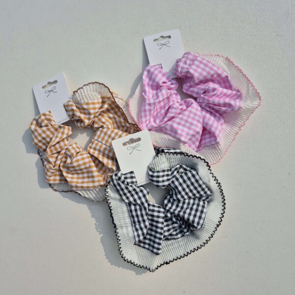 Pinteresty Gingham Pattern Frill Scrunchie -10