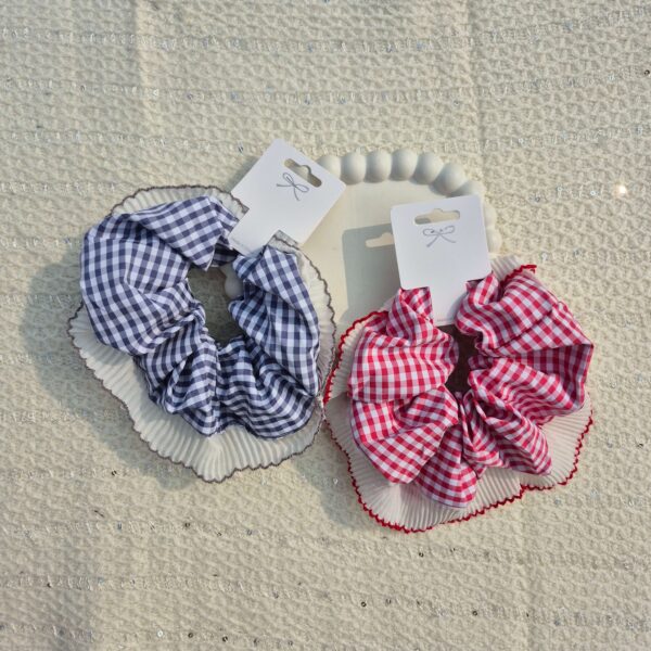 Pinteresty Gingham Pattern Frill Scrunchie -13